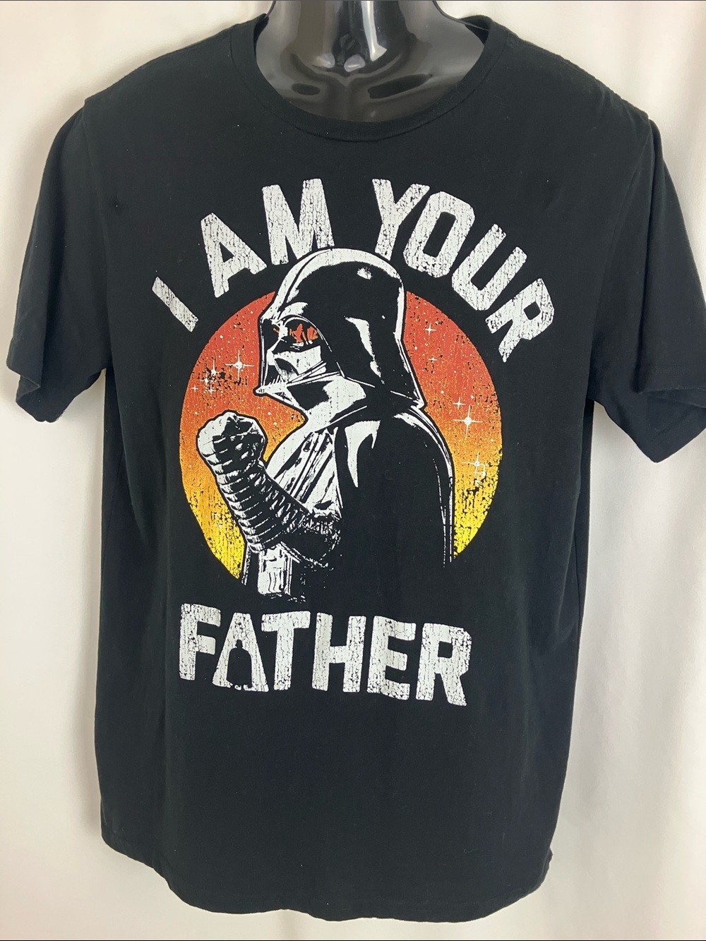 MAD Engine Black Star Wars Logo Graphic Tee with White Print Mens Size Medium